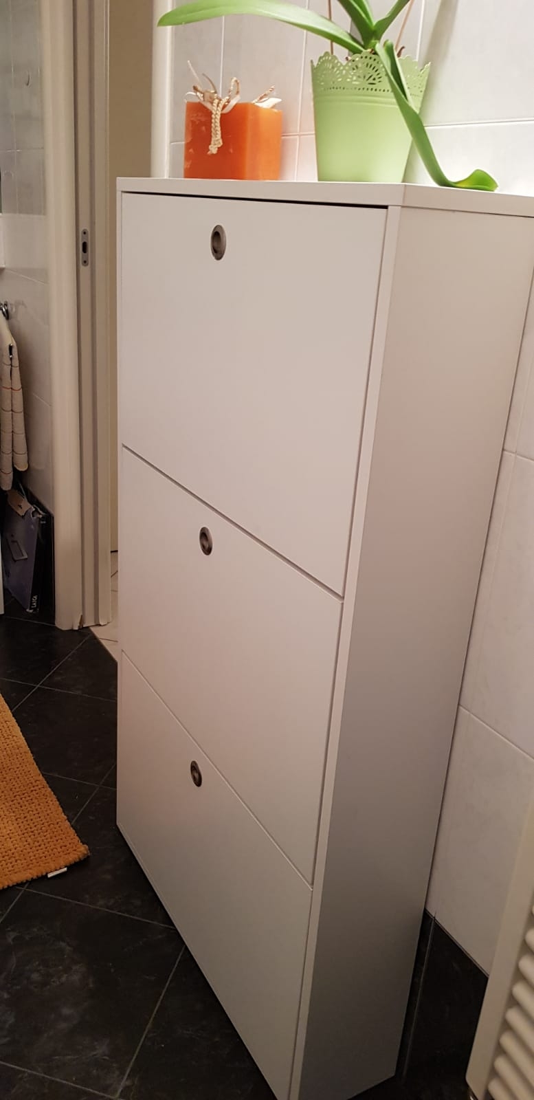 Scarpiera 3 ribalte da appoggio in Bianco 